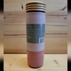Brand New Crofton Insulated Ceramic Bottle Mugs Multi Color With Bamboo Lid 16oz